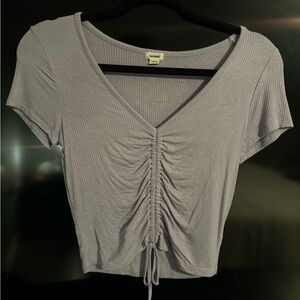 Garage Cropped Ribbed V-Neck Top - M - Lavendar